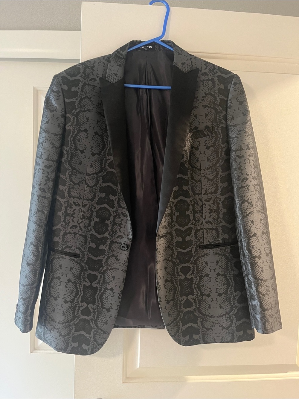 Express Men's Black Patterned Satin-Trim Blazer